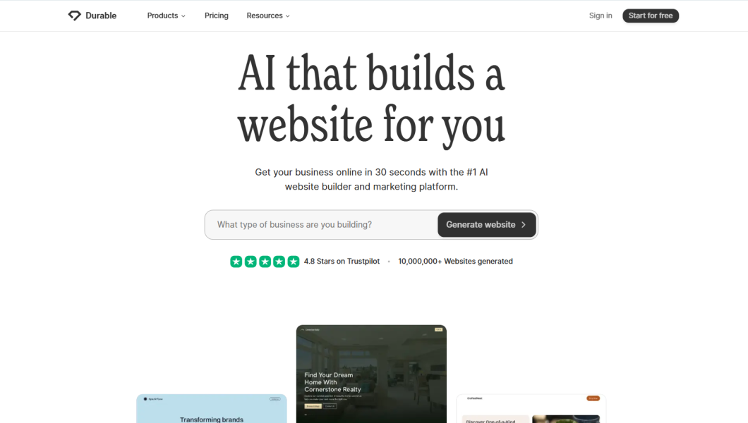 Durable Ai Website Builder 1